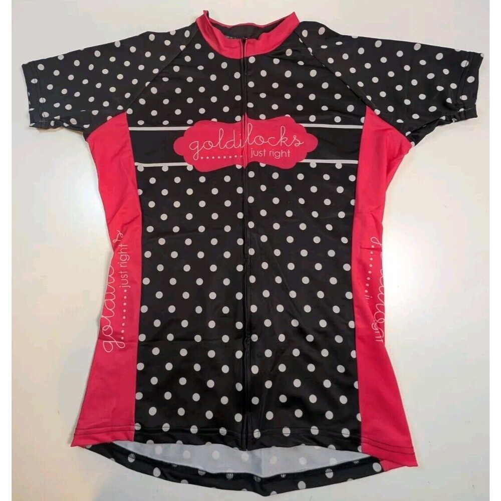 Albion Goldilocks Cycling Bike Bicycle Jersey Polka Dot Full Zip Med Just Right